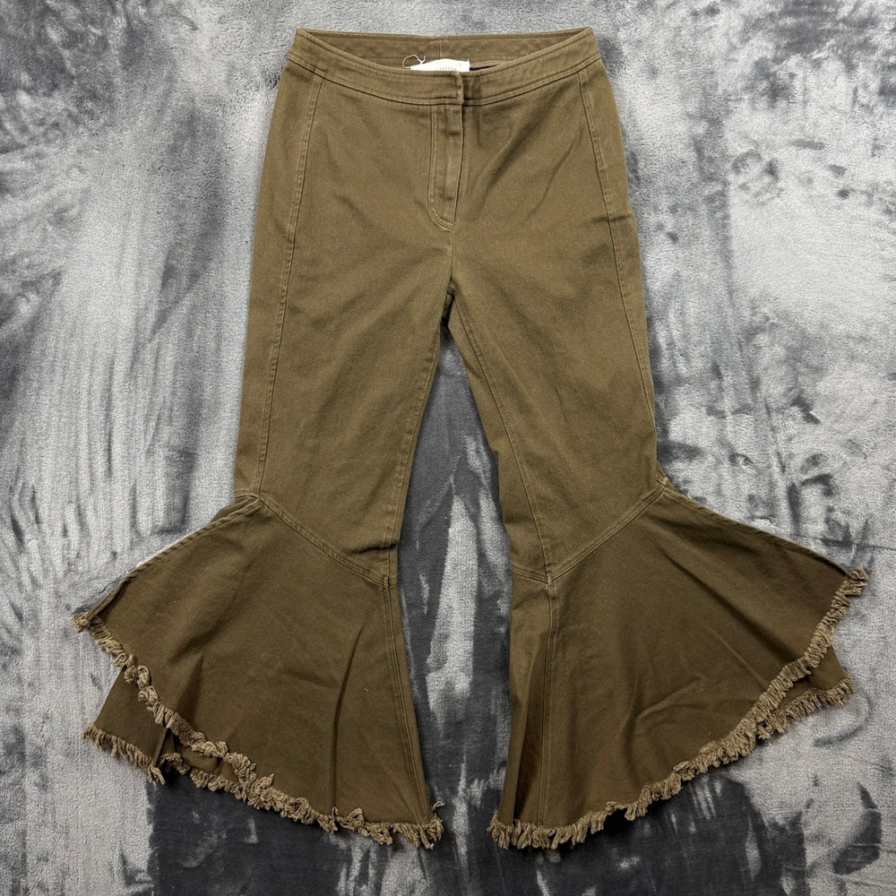 Guest Editor Flare Pants Womens Size 4 Brown Frayed Hem Bell Bottom Trousers
